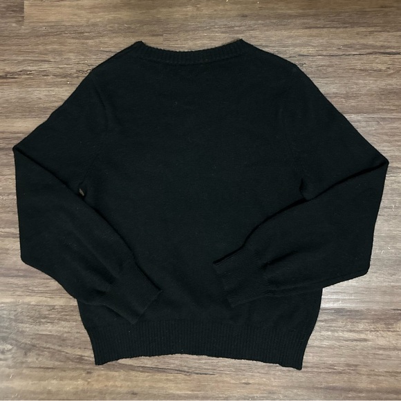 J. Crew Crewneck Sweater with Jeweled Buttons in Black. Size L - Picture 8 of 11